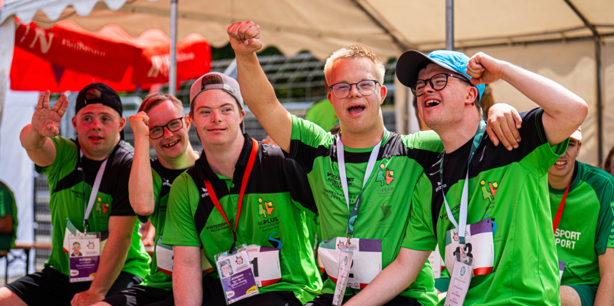 SOBaWü 2025 Leichtathletik © Johannes Lörz Fünf Leichtahtleten bei den Special Olympics Baden-Württemberg
